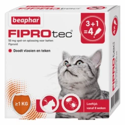 Beaphar Fiprotec Cat Anti Vlooien En Tekenmiddel 3+1 Pip >1kg