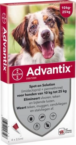 Advantix 10% Korting! ®, Spot On Solution Voor Honden Voor Honden 10 Kg 25 Kg (6 Pipetten ) -Dierenwinkel advantix hond 2501250 spot on solution 90747