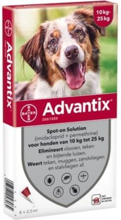 Advantix 10% Korting! ®, Spot On Solution Voor Honden Voor Honden 10 Kg 25 Kg (6 Pipetten ) -Dierenwinkel advantix spot on 250 anti vlo en teek 10 25 kg 6 pipetten 25365