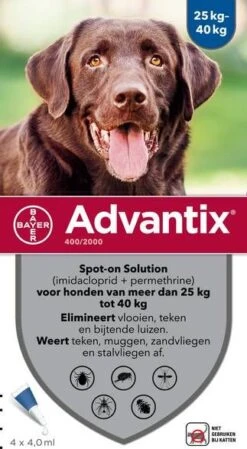 Advantix 10% Korting! ®, Spot On Solution Voor Honden Voor Honden 10 Kg 25 Kg (6 Pipetten )