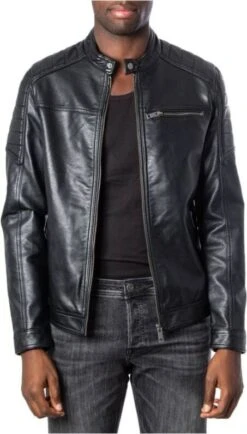 JACK & JONES CORE Imitatieleren Tussenjas Rocky Zwart -Dierenwinkel jack en jones 12147218 zwart heren 5655780