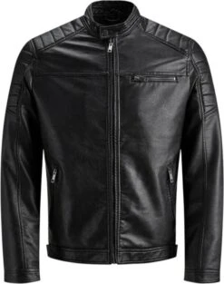 JACK & JONES CORE Imitatieleren Tussenjas Rocky Zwart -Dierenwinkel jack en jones jasje zwart heren 4055330