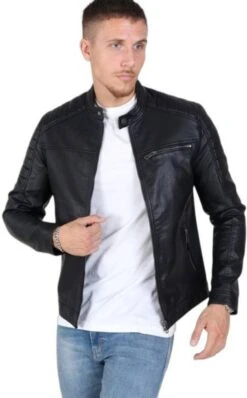 JACK & JONES CORE Imitatieleren Tussenjas Rocky Zwart -Dierenwinkel jack en jones rocky jakke 1251069
