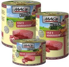 MAC's MAC&apos, S Kitten Kattenvoer Kalfs & Kippenhartjes Blik 6x800 G