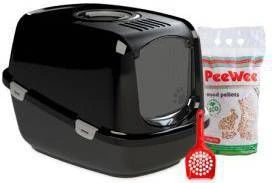 PeeWee EcoDome XXL Zwart +3 Kg Houtkorrels +Schepje, Kattenbak Combideal 4 PeeWee EcoDome XXL Zwart +3 Kg Houtkorrels +Schepje, Kattenbak Combideal - Afbeelding 2