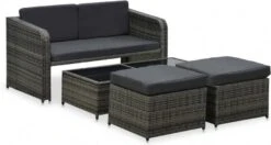 VidaXL 4 Delige Loungeset Met Kussens Poly Rattan Antraciet -Dierenwinkel vidaxl 4 delige loungeset met kussens poly rattan antraciet 249661