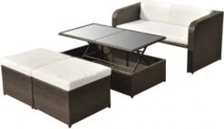 VidaXL 4 Delige Loungeset Met Kussens Poly Rattan Bruin 13 VidaXL 4 Delige Loungeset Met Kussens Poly Rattan Bruin -Dierenwinkel vidaxl 4 delige loungeset met kussens poly rattan bruin 147991