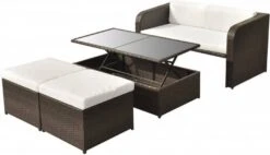 VidaXL 4 Delige Loungeset Met Kussens Poly Rattan Bruin 10 VidaXL 4 Delige Loungeset Met Kussens Poly Rattan Bruin -Dierenwinkel vidaxl 4 delige loungeset met kussens poly rattan bruin 153485