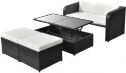 VidaXL 4 Delige Loungeset Met Kussens Poly Rattan Zwart -Dierenwinkel vidaxl 4 delige loungeset met kussens poly rattan zwart 153331