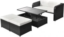VidaXL 4 Delige Loungeset Met Kussens Poly Rattan Zwart -Dierenwinkel vidaxl 4 delige loungeset met kussens poly rattan zwart 153486
