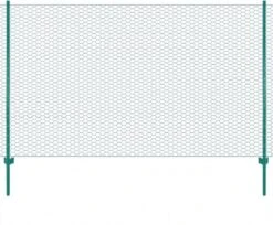 VidaXL Draadgaashek Met Palen 25x2 M Staal Groen -Dierenwinkel vidaxl draadgaashek met palen 25x2 m staal groen 195409