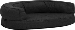 VidaXL Hondenbed Ergonomisch Linnen Look 90x64 Cm Fleece Zwart