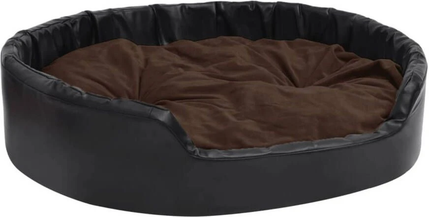 VidaXL Hondenmand 99x89x21 Cm Pluche En Kunstleer Zwart En Bruin 5 VidaXL Hondenmand 99x89x21 Cm Pluche En Kunstleer Zwart En Bruin - Afbeelding 3