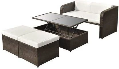 VidaXL 4 Delige Loungeset Met Kussens Poly Rattan Bruin 3 VidaXL 4 Delige Loungeset Met Kussens Poly Rattan Bruin