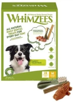 Whimzees Variety Box Hondensnacks Dental 840 G 28 Stuks Medium -Dierenwinkel whimzees variety voordeelverpakking medium 28 stuks 114459